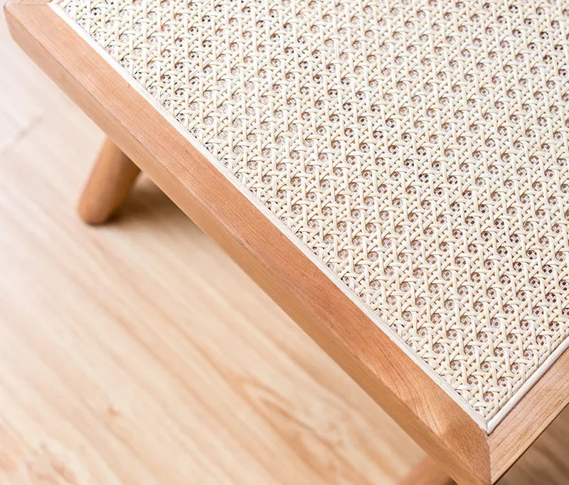 Bench Seat | Cherry Wood & Natural Rattan