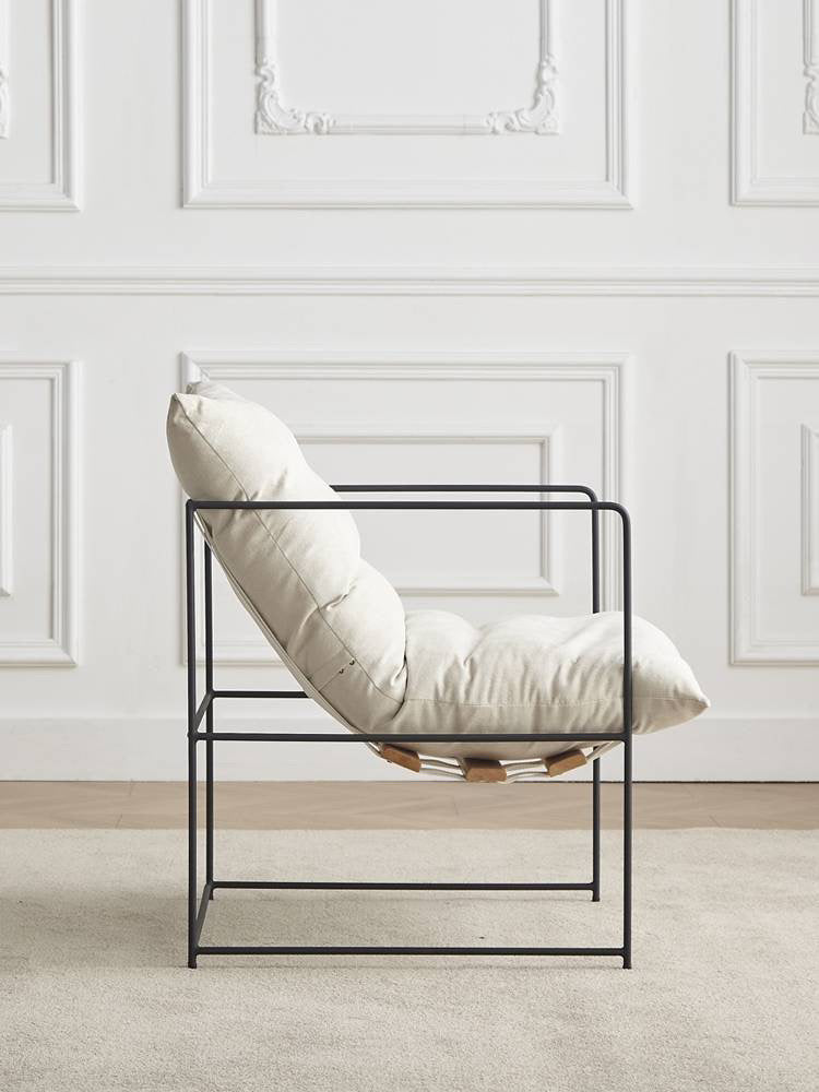 Soho Slouch Armchair | Iron frame & Linen cushion