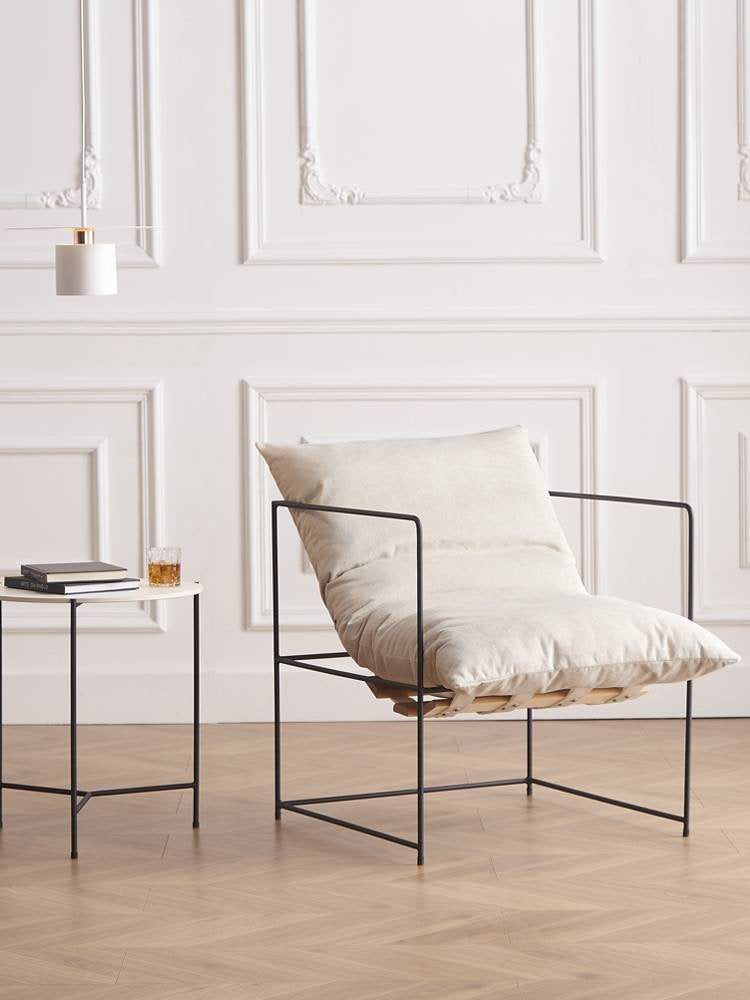 Soho Slouch Armchair | Iron frame & Linen cushion